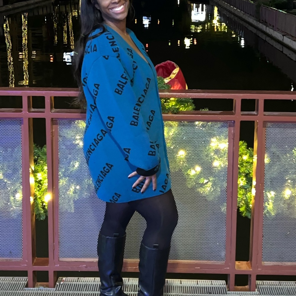 Balenciaga Blue Cardigan with Black Accents - Picture 8 of 8